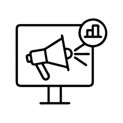 Poster - Marketing strategy digital advertising campaign promotion megaphone chart analysis online sales
