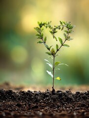 Aufkleber - Heart-shaped Plant Growing From Dark Soil Under Bright Sunlight Symbolizes Health and Emotional Growth in a Natural Setting