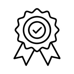 Poster - Premium quality assurance guarantee certificate badge approval check mark symbol icon vector graphic