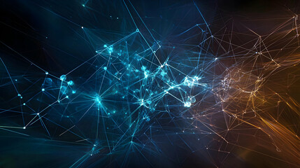 Fototapete - Abstract Digital Design With Blue Orange Shapes