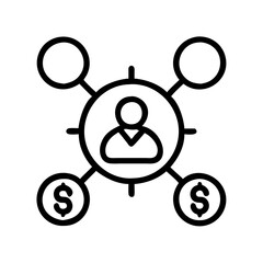 Poster - Person network connection money dollar sign business finance investment strategy planning icon line