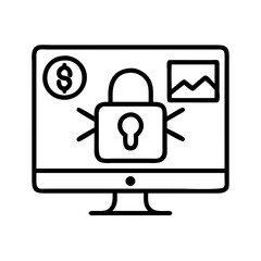 Poster - Secure online banking and financial data protection with computer security and privacy lock icon