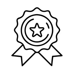 Poster - Outline star award ribbon badge achievement success vector icon symbol graphic illustration design element