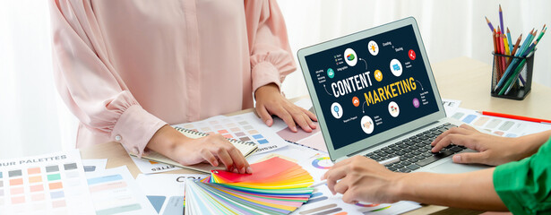 Fototapete - content marketing for brisk online business and e-commerce marketing strategy