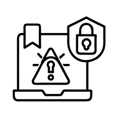 Poster - Laptop security warning alert protection with lock shield for cyber safety and data privacy