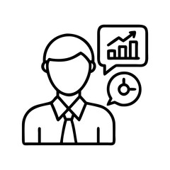 Poster - Analyzing data showing growth and time management by a business professional in line art style