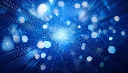 blue glittering bokeh background with shining light and motion zoom effect