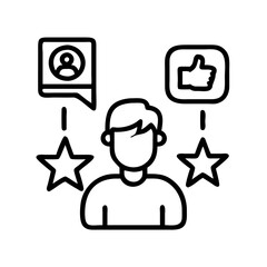 Poster - Customer feedback review rating satisfaction star like comment profile person icon vector design