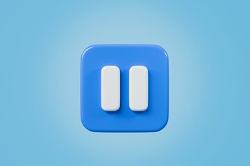Aufkleber - 3d realistic pause icon. blue round pause buttons for start multimedia with simplicity colorful vide