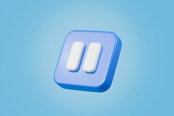 Aufkleber - 3d realistic pause icon. blue round pause buttons for start multimedia with simplicity colorful vide