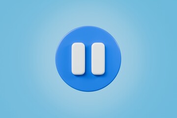 Aufkleber - 3d realistic pause icon. blue round pause buttons for start multimedia with simplicity colorful vide