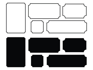 Wall Mural - set of decorative black and white rectangular frames with ornate corners. collection of scalloped fr