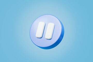 Aufkleber - 3d realistic pause icon. blue round pause buttons for start multimedia with simplicity colorful vide