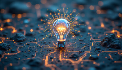 Aufkleber - glowing light bulb symbolizes innovation and creativity in technology