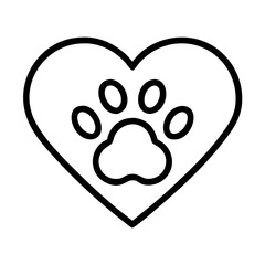 Poster - Heart paw print love animal pet dog cat puppy kitten valentine adorable outline vector art