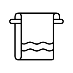 Poster - Towel icon vector illustration, towel on rack, bathroom towel, clean towel, spa towel, line drawing