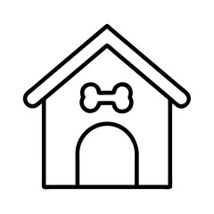 Poster - Dog house vector pet kennel outline bone icon animal shelter home canine domestic drawing simple art