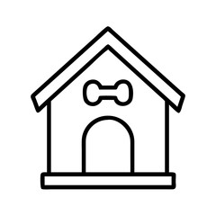 Poster - Doghouse icon kennel illustration pet house canine shelter puppy home dog bone outline simple art