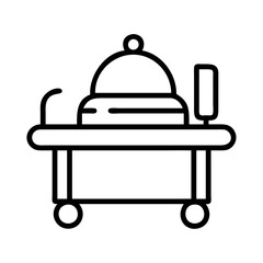 Poster - Illustration of food trolley service cart with dome cover restaurant hotel serving equipment line art