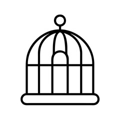 Leinwandbilder - Outline birdcage vector illustration drawing icon cage design graphic art pet shop element symbol