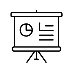 Poster - Presentation board with pie chart and text lines for business data analysis and presentation use