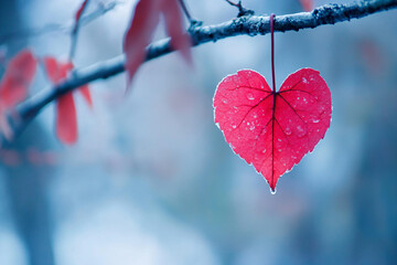 a red leaf hanging from a tree branch