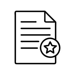 Leinwandbilder - Document file star favorite outline vector icon, document file star favorite outline vector graphic