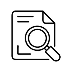 Leinwandbilder - Document search analysis magnifying glass find research information data file audit icon vector line art