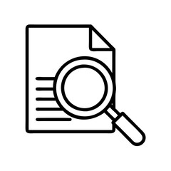 Poster - Document search icon data analysis magnifying glass research find information file review report line