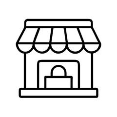 Poster - Outline store front shop building market place retail business commerce facade architecture design vector