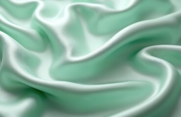 Aufkleber - Abstract photo of flowing satin cloth in soft mint colors. Smooth silky texture. Luxurious fabric, elegant textile background. Wavy material background for fashion or interior design projects.
