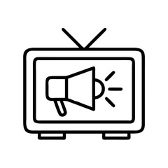 Poster - Tv advertising marketing promotion megaphone announcement broadcast television communication media