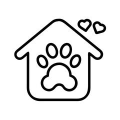 Poster - Dog house pet paw print logo design vector template for animal shelter veterinary and pet care logo