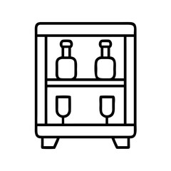 Fototapete - Outline bar cabinet with bottles and glasses vector illustration barware furniture design concept
