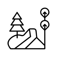 Poster - Outline tree mountain landscape nature hiking adventure travel scenic outdoors trekking camping icon