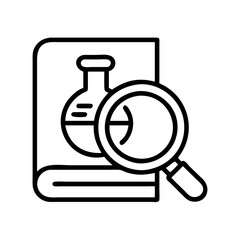 Poster - Science book research with magnifying glass study chemistry laboratory education knowledge icon vector
