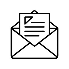 Poster - Open envelope with letter mail message email communication contact notification outline icon graphic
