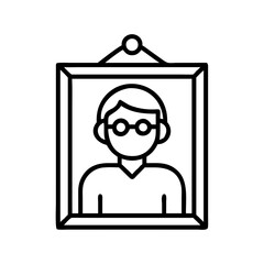 Poster - Illustration of portrait picture frame art design drawing vector image of person with glasses hanging