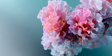 Poster - close-up of abstract pink and purple organic forms resembling blooming coral or ruffled petals with 