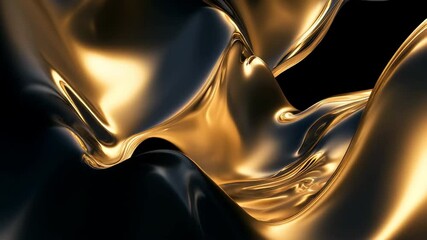Poster - Elegant gold and black abstract background featuring a flowing gold liquid with stunning visual effects and modern artistic design elements