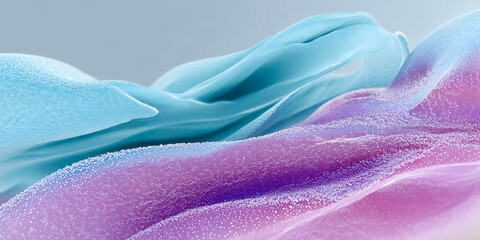 Poster - soft abstract composition with pastel blue and violet flowing shapes covered in tiny sparkling textu