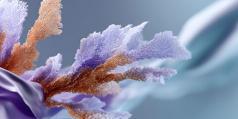 Poster - delicate abstract coral-like structures in shades of lavender and copper with intricate textures aga
