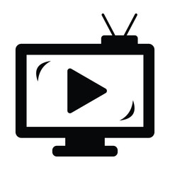 Fototapete - Television vector icon. Representing retro television, vintage screen, classic broadcast device and media technology icon illustration graphic design. Retro Tv with antenna sign symbol. Vector image.