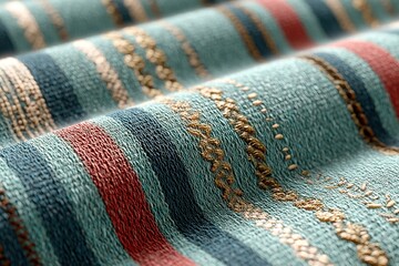 Poster - Detailed close-up of fabric with colorful stripes showcasing intricate textures and patterns