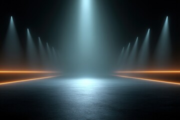 Poster - Dramatic stage lighting creating an anticipatory atmosphere in a dimly lit venue