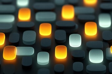 Fototapete - Colorful arrangement of glowing rectangles on a dark surface showcasing modern abstract design