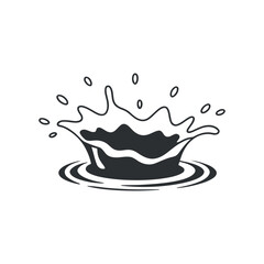 Poster - Water Drop Impact Vector Illustration Isolated On White Background Liquid Splash Monochrome Design Freshness Concept Element For Design