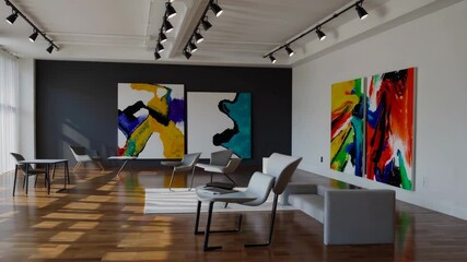 Poster - Modern Art Studio Interior with Bright Colors and Natural Light