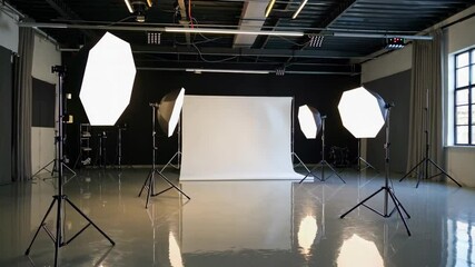 Poster - Professional Photography Studio Setup with Lights and Backdrop