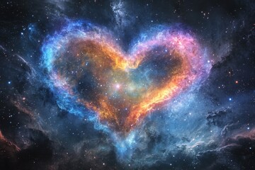 Wall Mural - fly through vibrant stars toward the core of heart nebula in a cosmic journey of love and wonder, fl